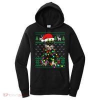 Ugly Sweater Christmas Lights Schnauzer Dog Puppy Lover Gift Women's Hoodie thumb 0