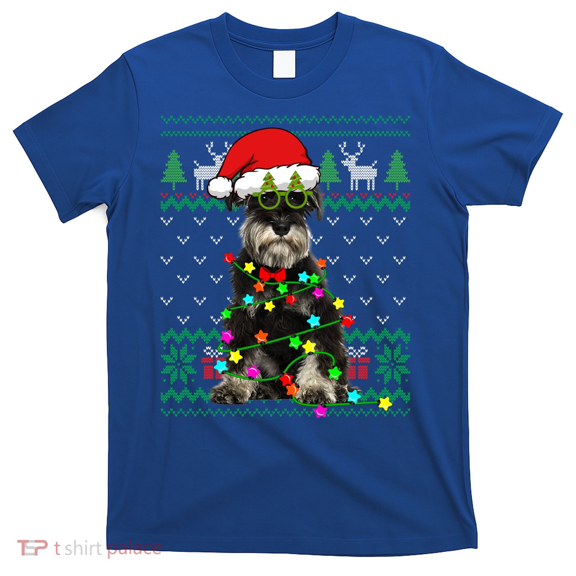 Ugly Sweater Christmas Lights Schnauzer Dog Puppy Lover Gift T-Shirt