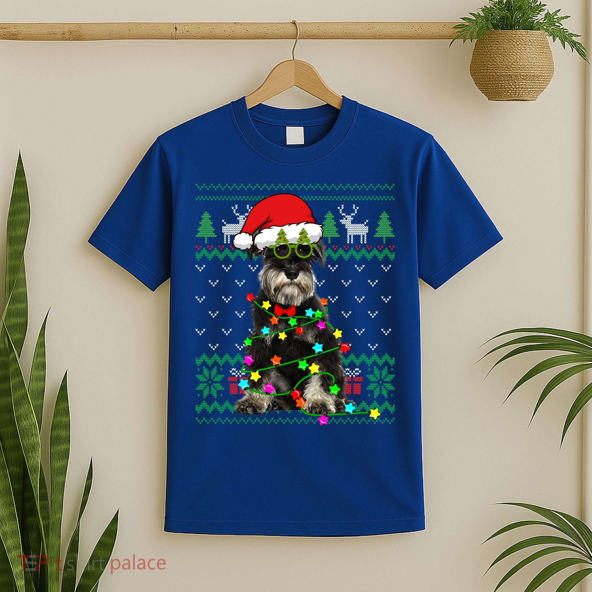 Ugly Sweater Christmas Lights Schnauzer Dog Puppy Lover Gift T-Shirt