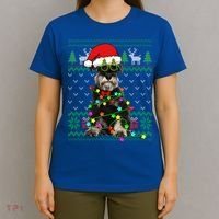 Ugly Sweater Christmas Lights Schnauzer Dog Puppy Lover Gift T-Shirt thumb 4