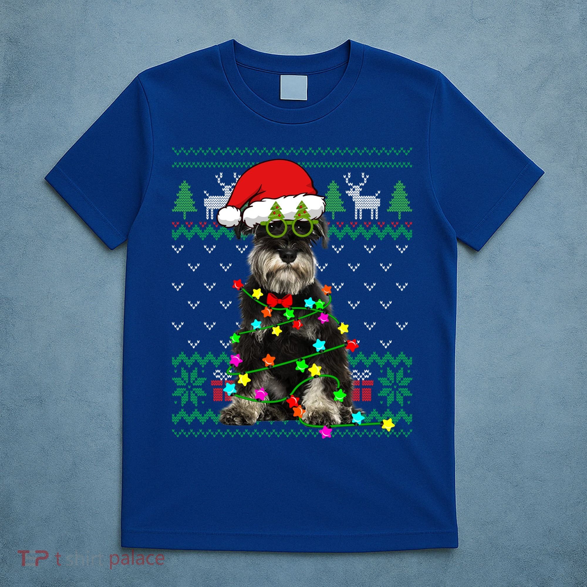 Ugly Sweater Christmas Lights Schnauzer Dog Puppy Lover Gift T-Shirt