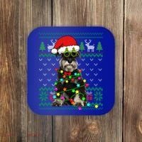 Ugly Sweater Christmas Lights Schnauzer Dog Puppy Lover Gift Coaster thumb 0