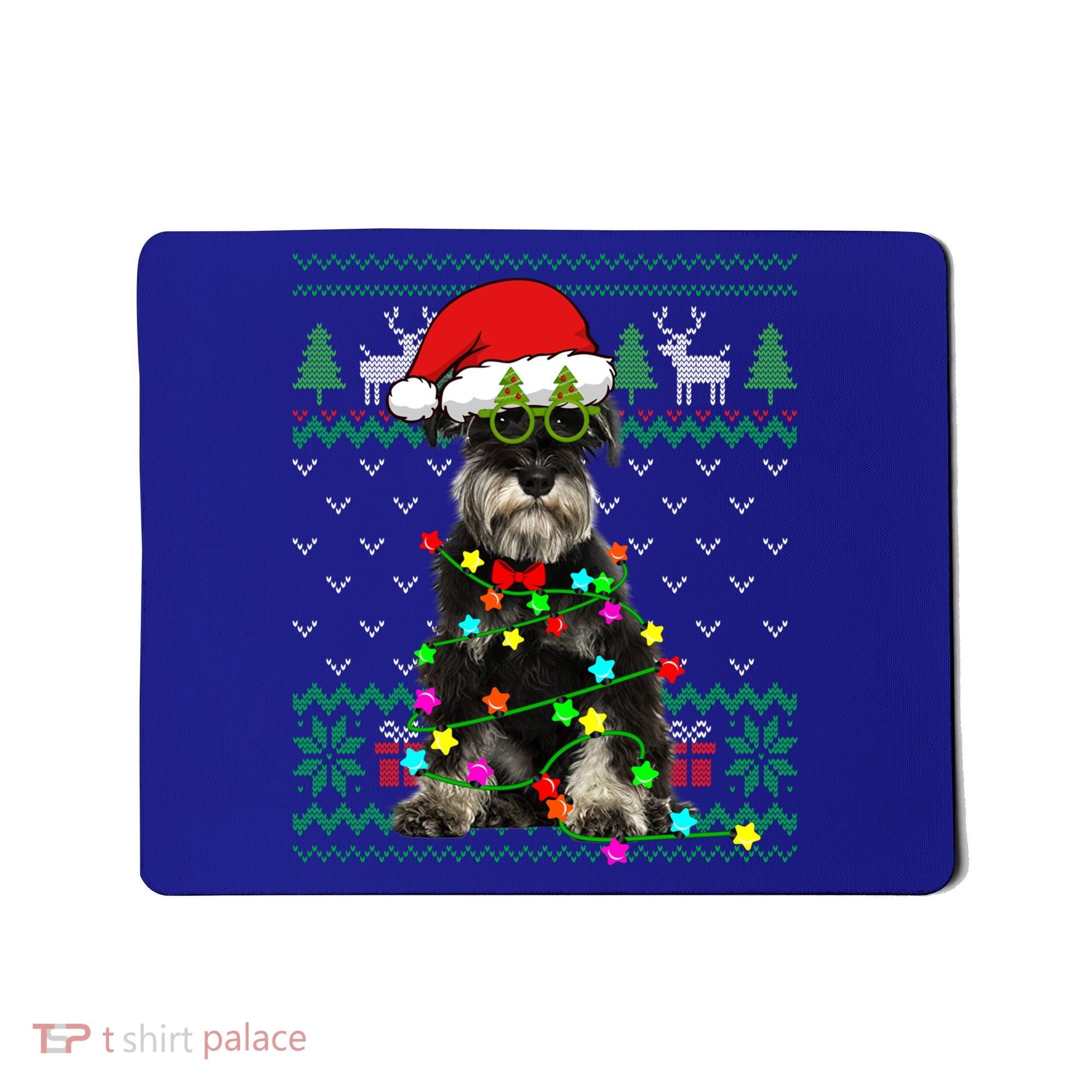Ugly Sweater Christmas Lights Schnauzer Dog Puppy Lover Gift Mousepad