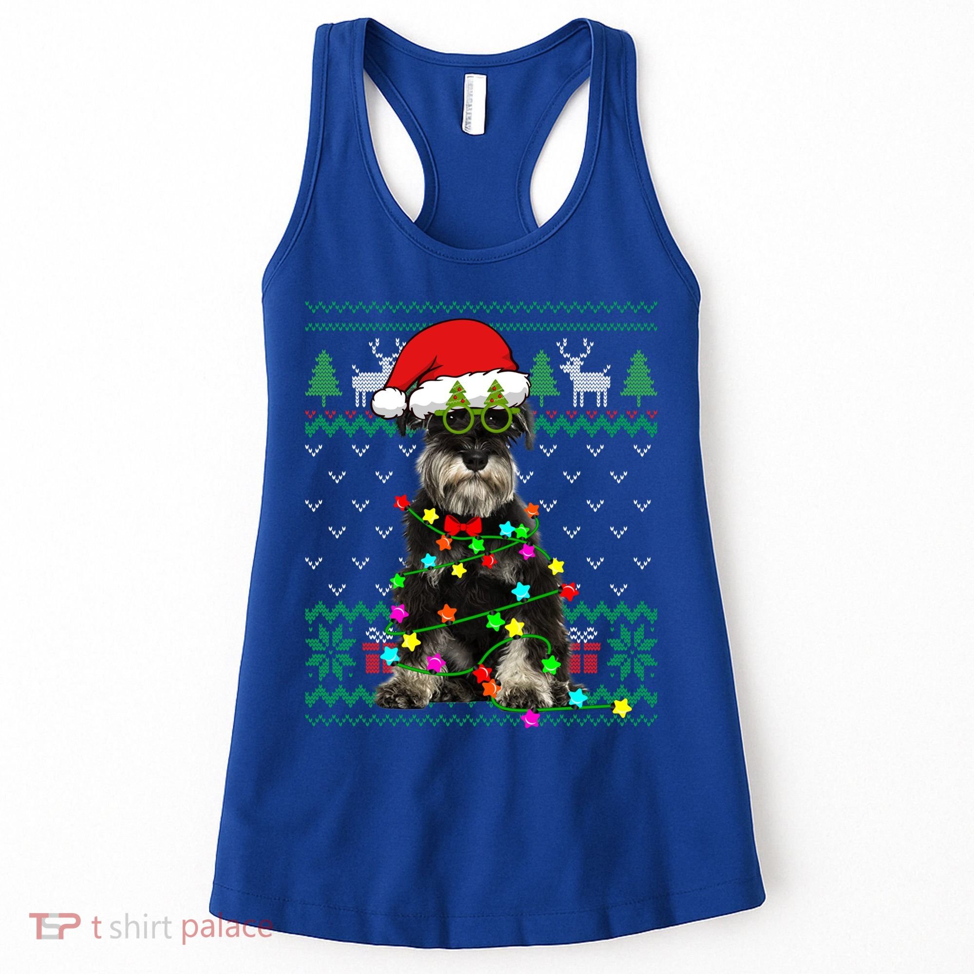 Ugly Sweater Christmas Lights Schnauzer Dog Puppy Lover Gift Women's Tank Top