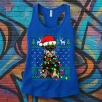 Ugly Sweater Christmas Lights Schnauzer Dog Puppy Lover Gift Women's Tank Top thumb 3