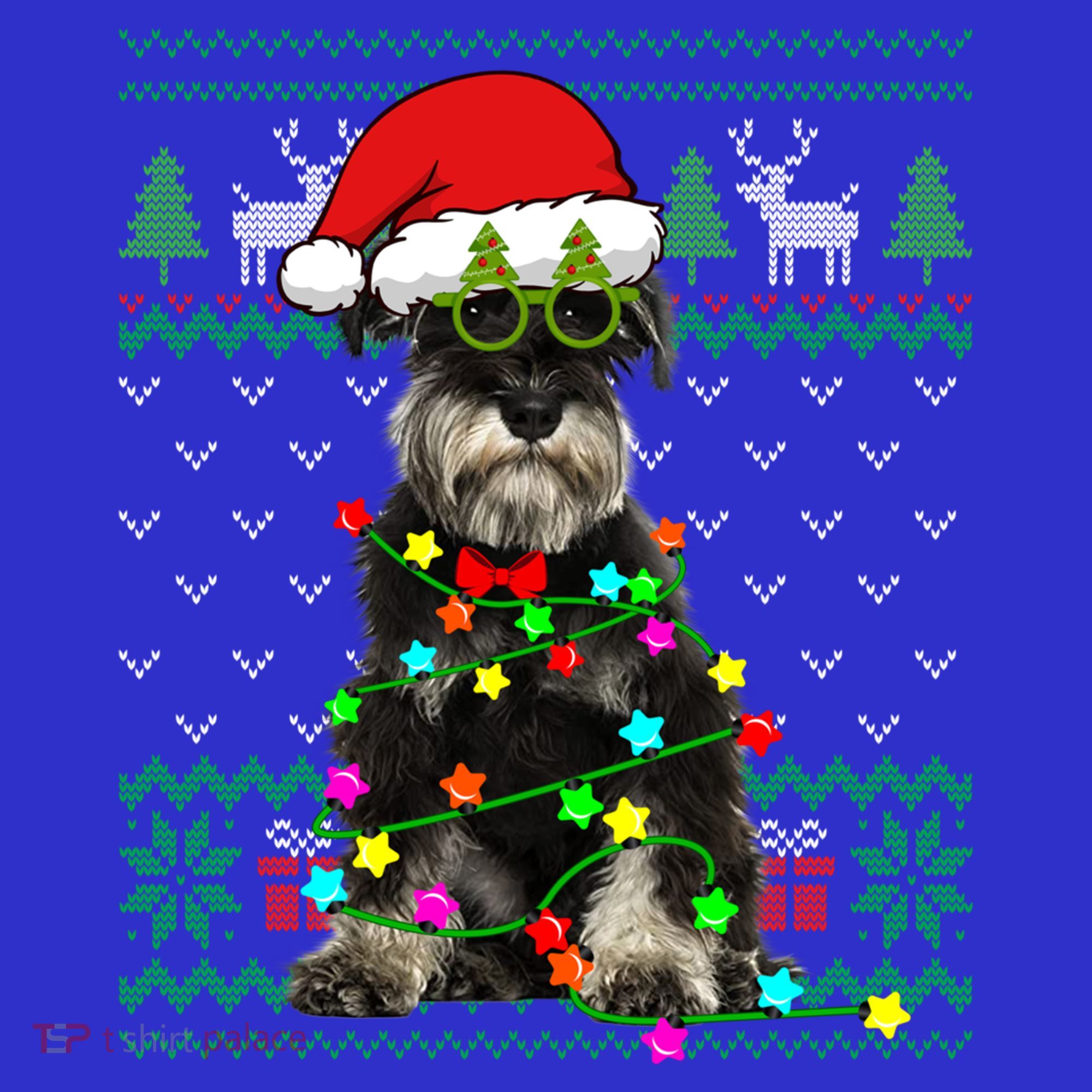 Ugly Sweater Christmas Lights Schnauzer Dog Puppy Lover Gift Baby Bodysuit