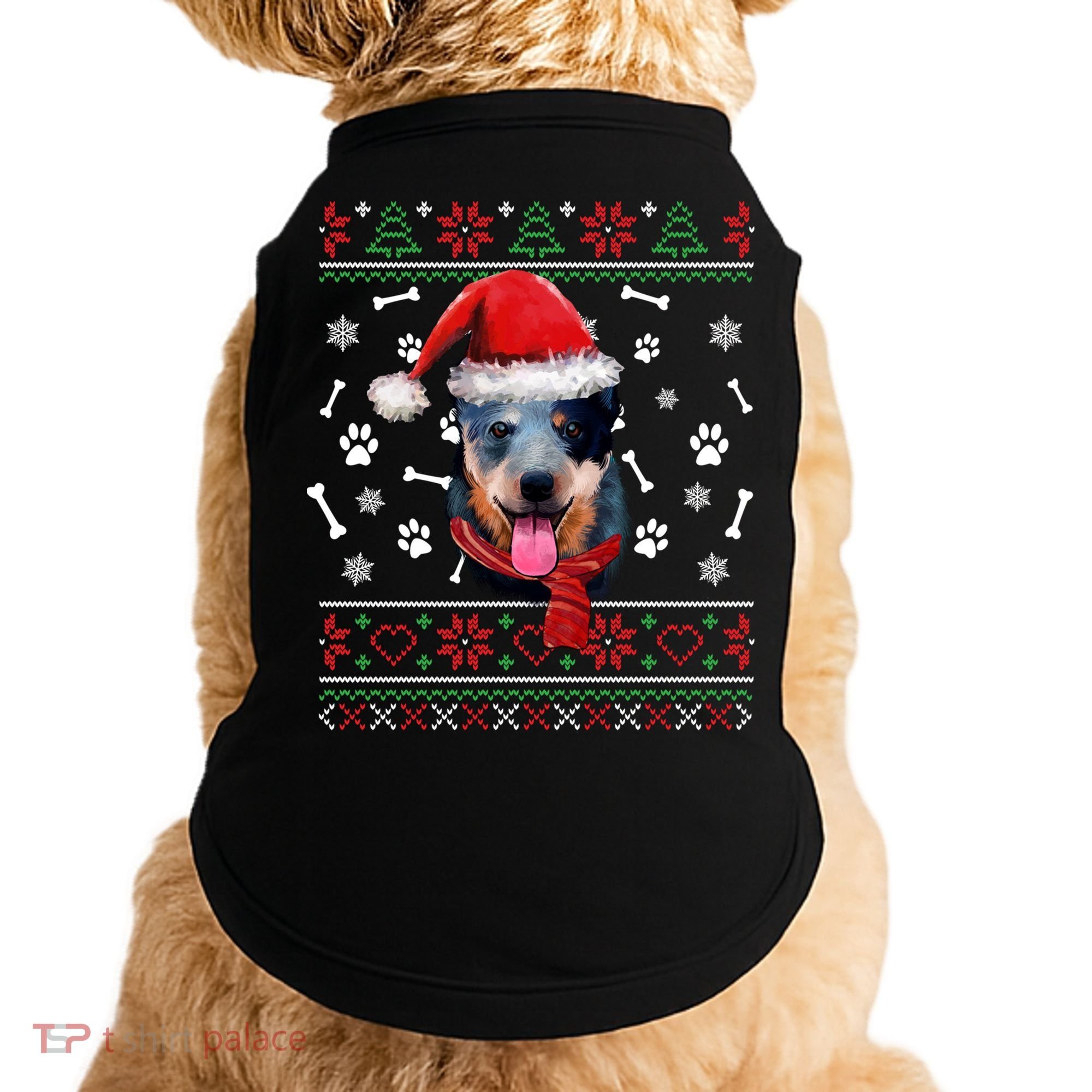 Ugly Sweater Christmas Blue Heeler Santa Hat Pajama Xmas Cool Gift Doggie Tank