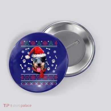 Ugly Sweater Christmas Blue Heeler Santa Hat Pajama Xmas Cool Gift Button