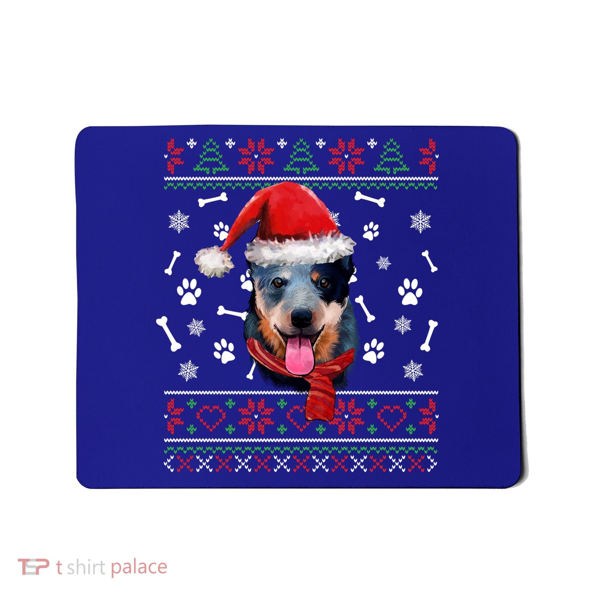 Ugly Sweater Christmas Blue Heeler Santa Hat Pajama Xmas Cool Gift Mousepad