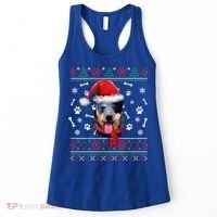 Ugly Sweater Christmas Blue Heeler Santa Hat Pajama Xmas Cool Gift Women's Tank Top thumb 0