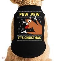 Ugly Sweater Crazy Reindeer Funny Pew Pew Its Christmas Doggie Tank thumb 0