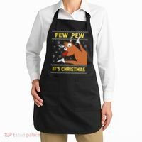 Ugly Sweater Crazy Reindeer Funny Pew Pew Its Christmas Apron thumb 2