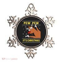 Ugly Sweater Crazy Reindeer Funny Pew Pew Its Christmas Ornament thumb 0