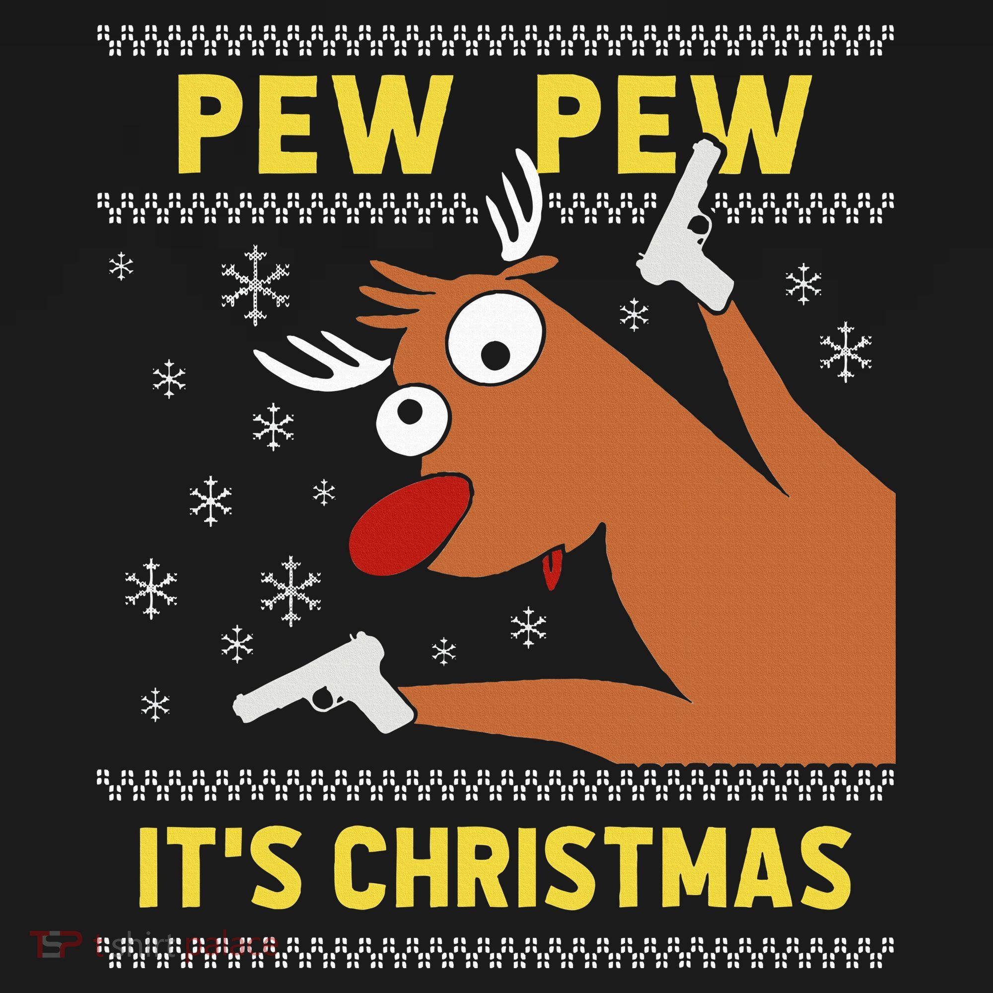 Ugly Sweater Crazy Reindeer Funny Pew Pew Its Christmas Women's Tank Top