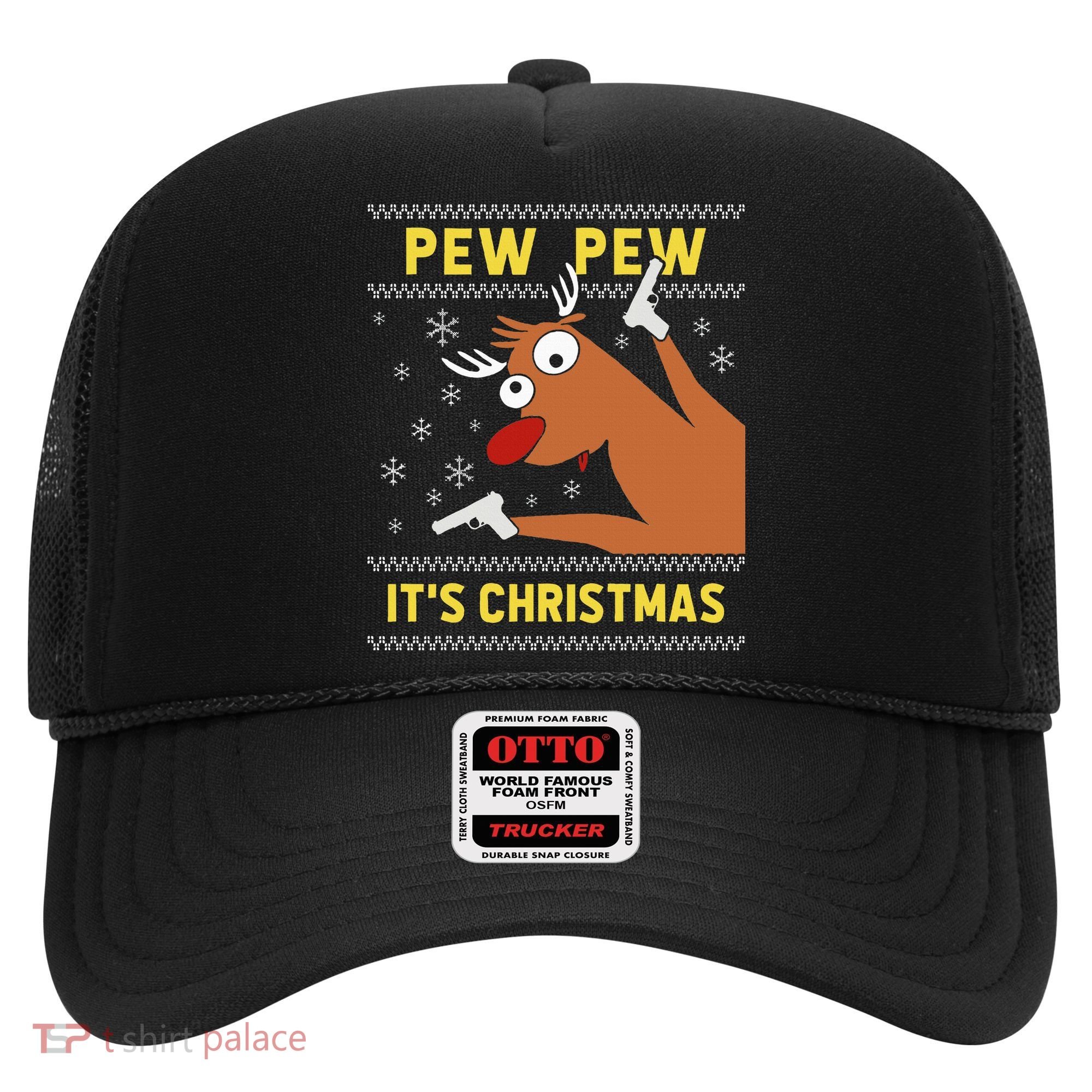 Ugly Sweater Crazy Reindeer Funny Pew Pew Its Christmas Hat