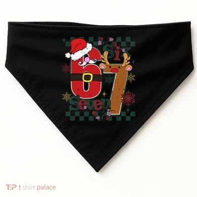 Ugly Sweater Christmas Funny Meme Six Seven 67  USA-Made Doggie Bandana