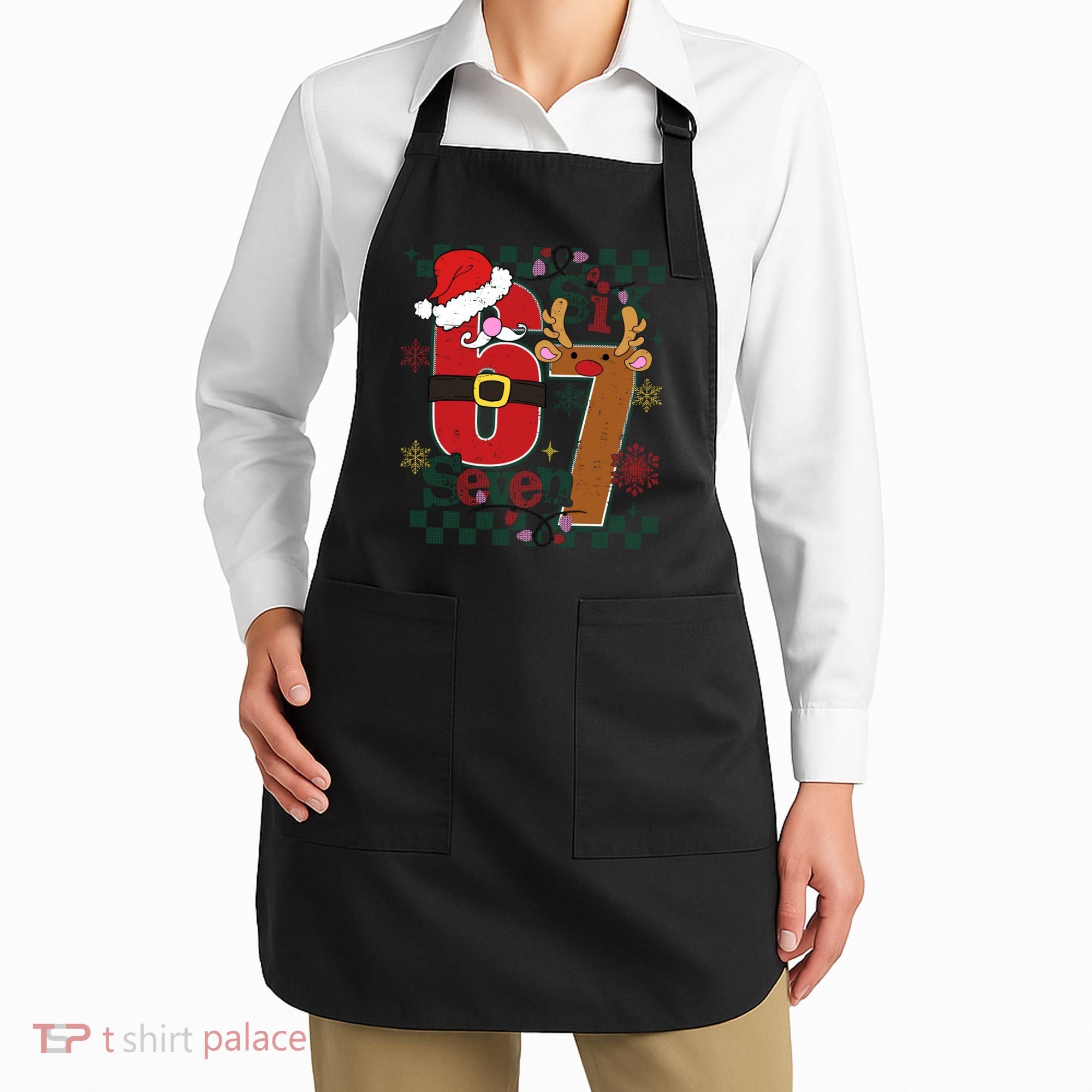 Ugly Sweater Christmas Funny Meme Six Seven 67  Apron