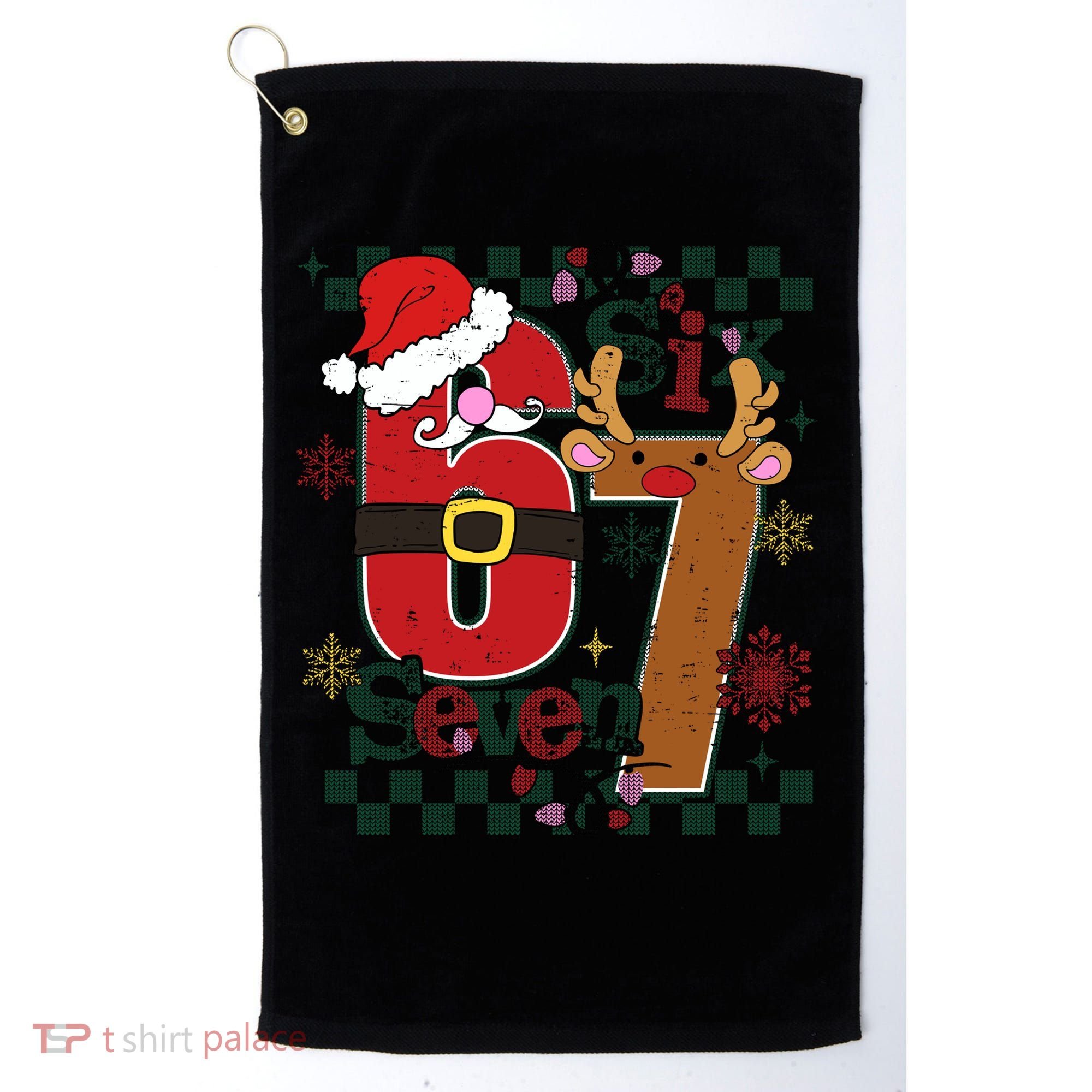 Ugly Sweater Christmas Funny Meme Six Seven 67  Golf Towel