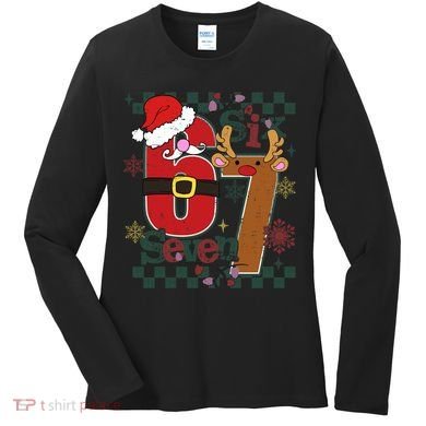 Ugly Sweater Christmas Funny Meme Six Seven 67  Women's Long Sleeve Shirt