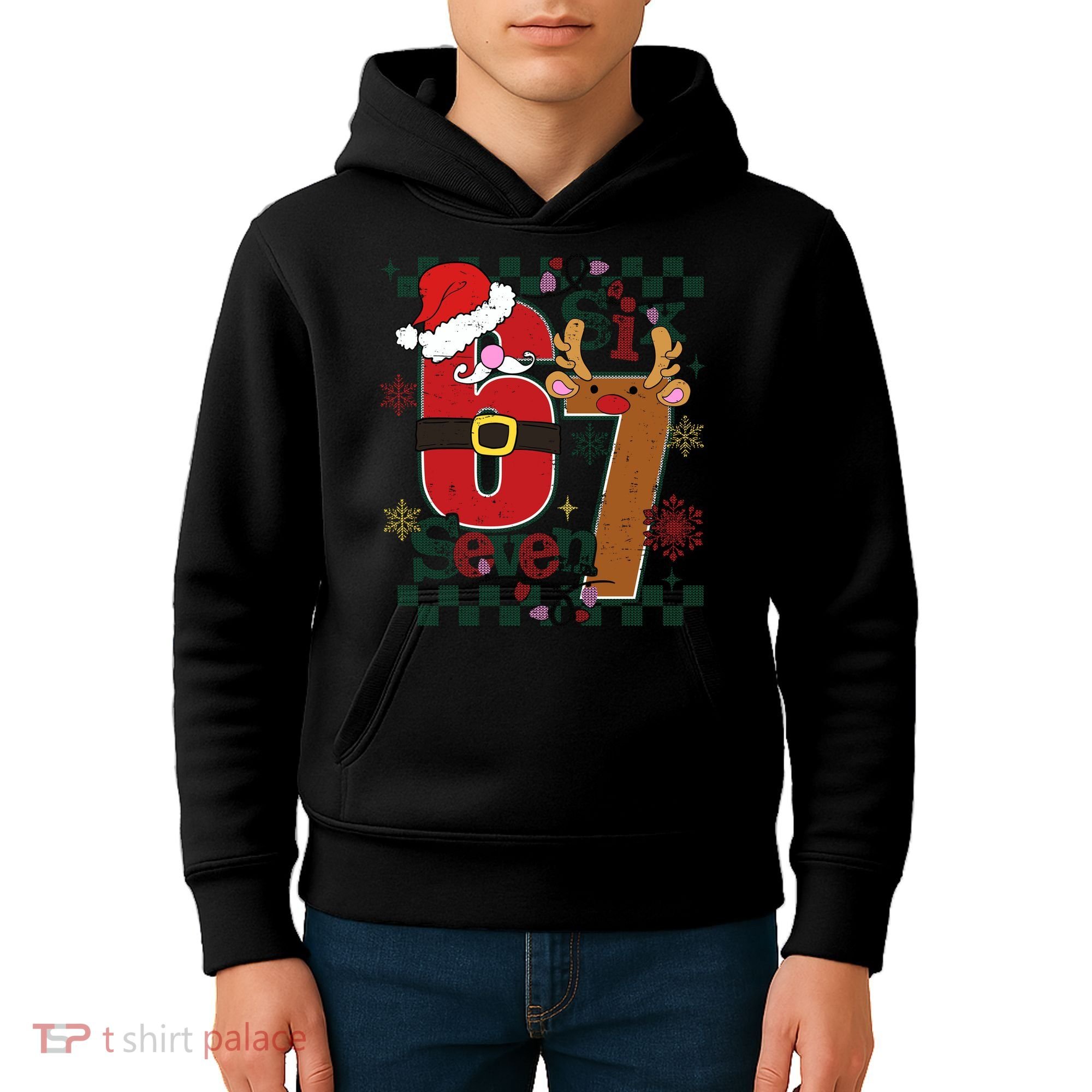 Ugly Sweater Christmas Funny Meme Six Seven 67  Kids Hoodie