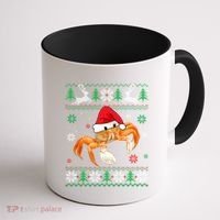 Ugly Sweater Christmas Crab Lover Santa Hat Animals Funny Gift Coffee Mug thumb 1