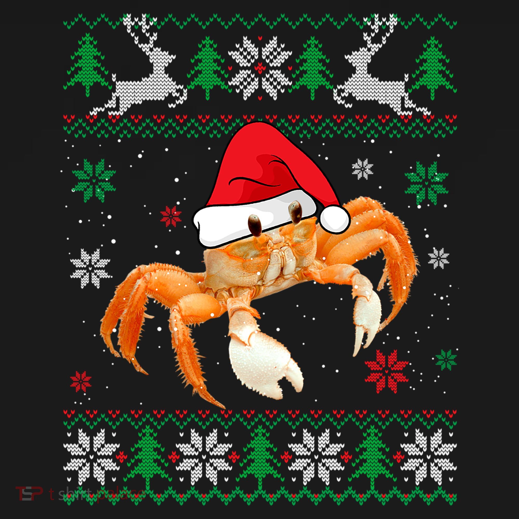 Ugly Sweater Christmas Crab Lover Santa Hat Animals Funny Gift Ornament
