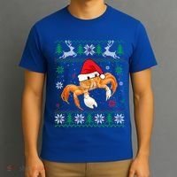 Ugly Sweater Christmas Crab Lover Santa Hat Animals Funny Gift T-Shirt thumb 3