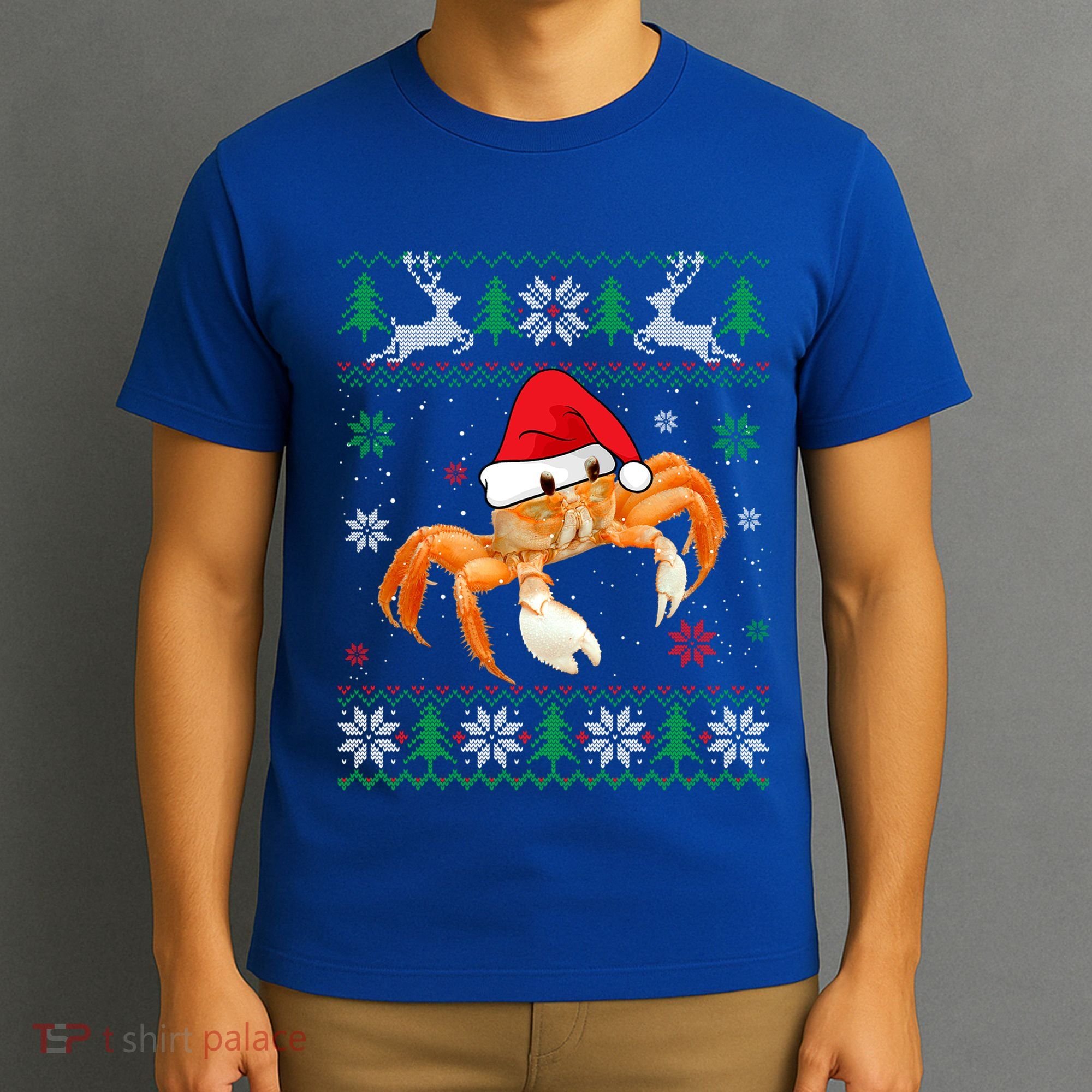 Ugly Sweater Christmas Crab Lover Santa Hat Animals Funny Gift T-Shirt