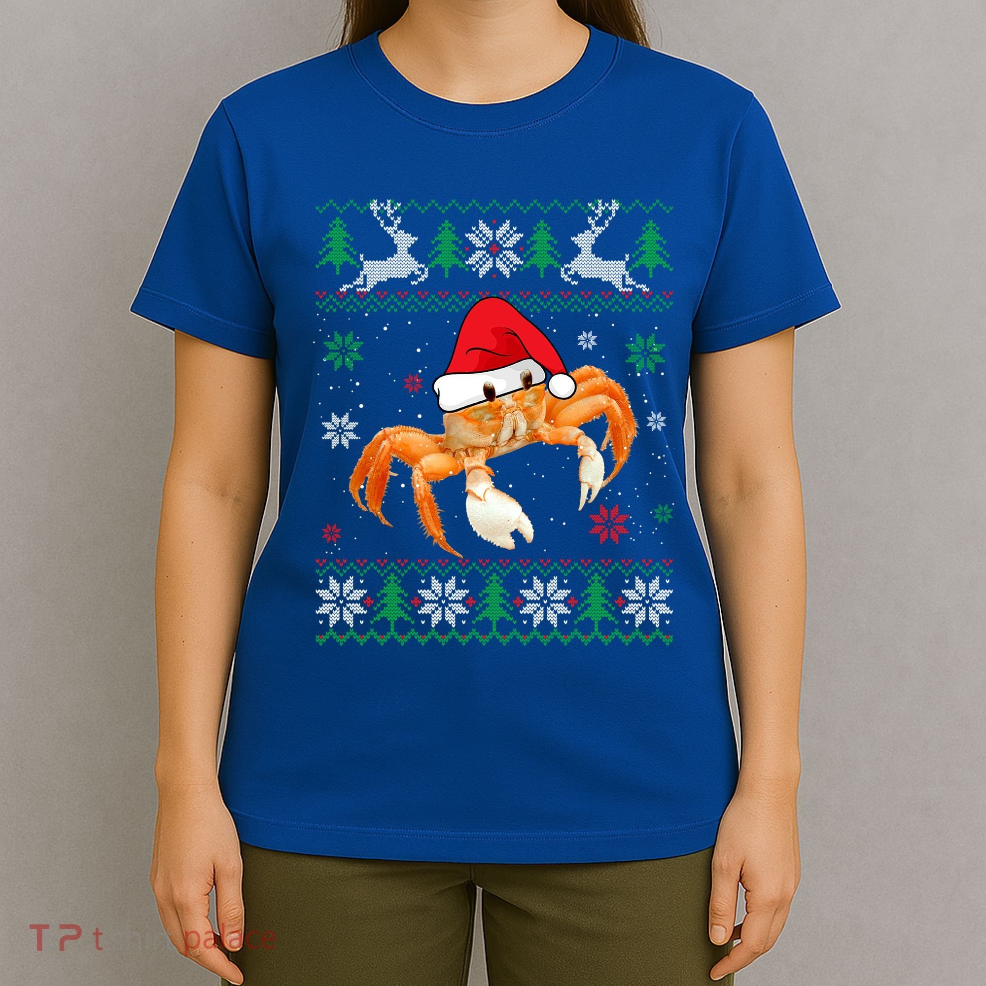 Ugly Sweater Christmas Crab Lover Santa Hat Animals Funny Gift T-Shirt