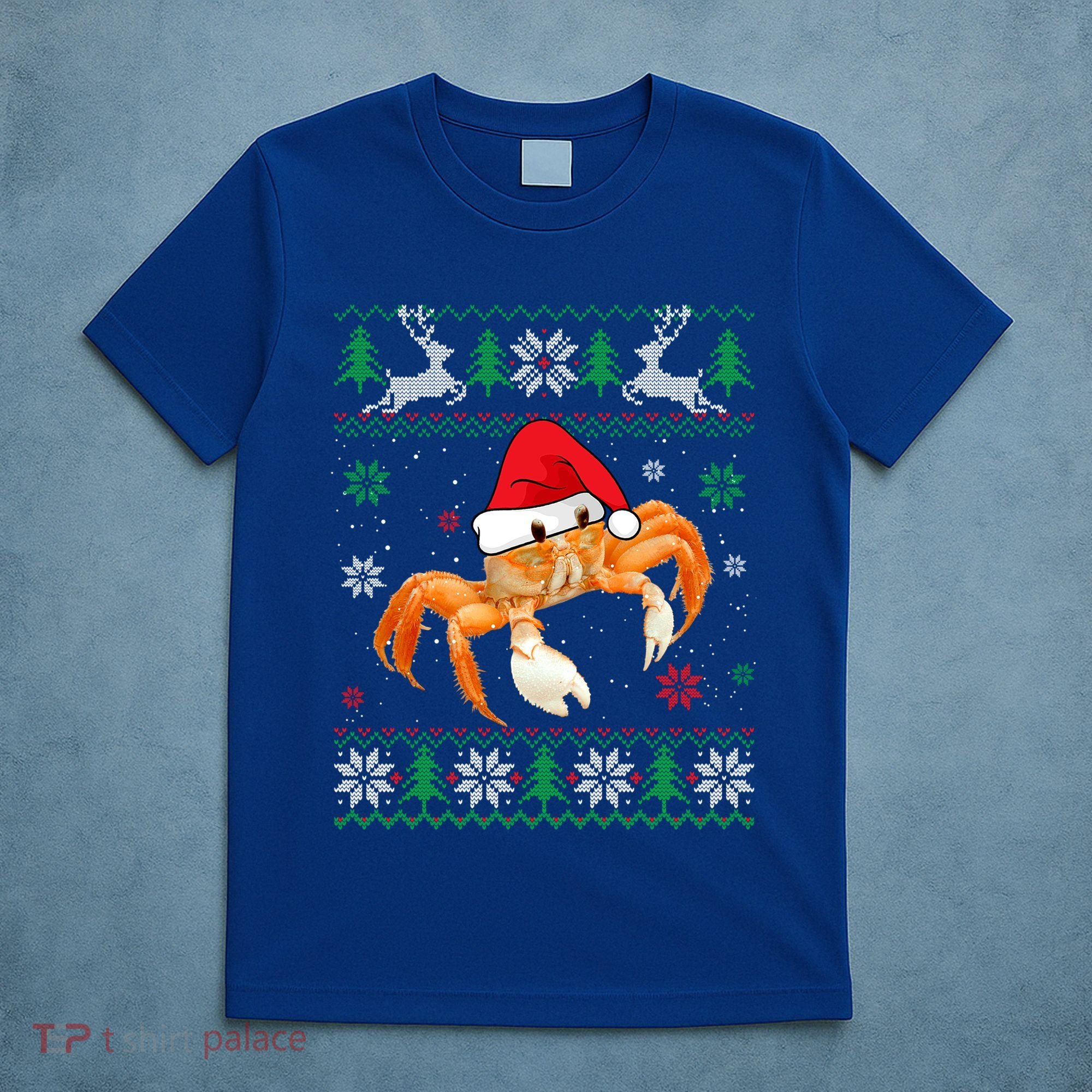 Ugly Sweater Christmas Crab Lover Santa Hat Animals Funny Gift T-Shirt