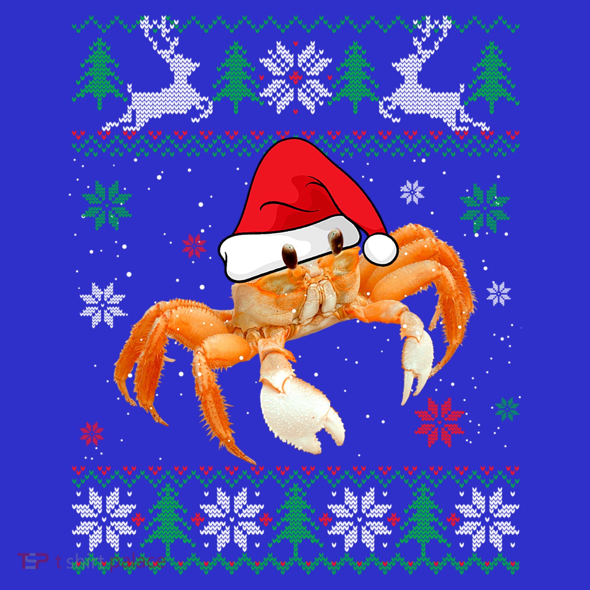 Ugly Sweater Christmas Crab Lover Santa Hat Animals Funny Gift Women's Tank Top
