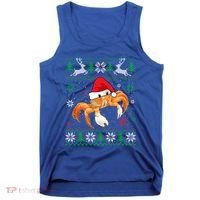 Ugly Sweater Christmas Crab Lover Santa Hat Animals Funny Gift Tank Top thumb 0