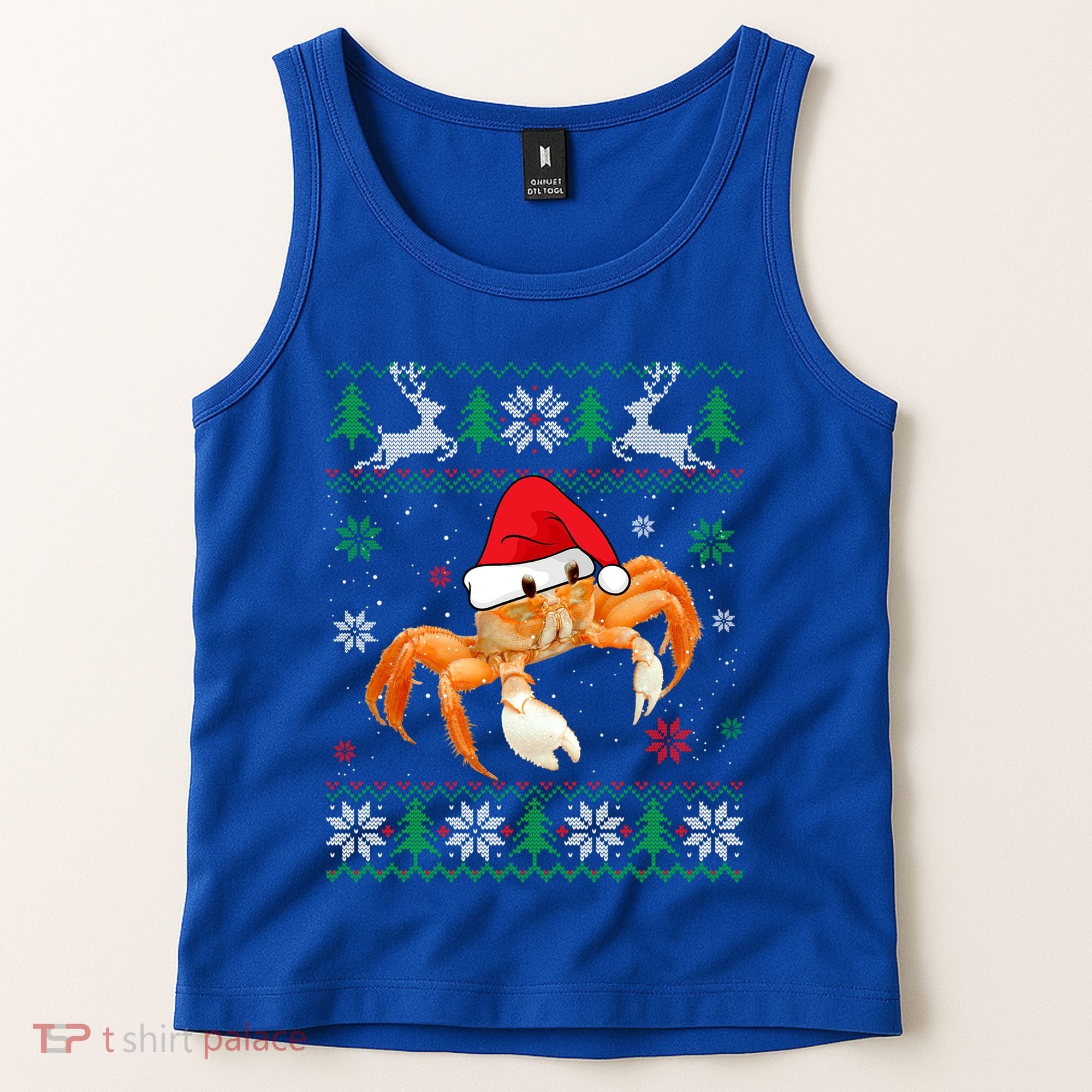 Ugly Sweater Christmas Crab Lover Santa Hat Animals Funny Gift Tank Top