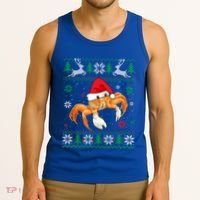Ugly Sweater Christmas Crab Lover Santa Hat Animals Funny Gift Tank Top thumb 3