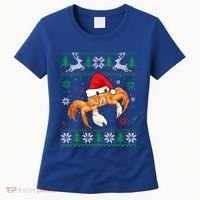 Ugly Sweater Christmas Crab Lover Santa Hat Animals Funny Gift Women's T-Shirt thumb 0