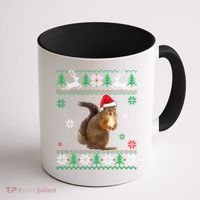 Ugly Sweater Christmas Squirrel Lover Santa Hat Animals Cute Gift Coffee Mug thumb 1