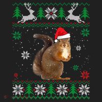 Ugly Sweater Christmas Squirrel Lover Santa Hat Animals Cute Gift Beanie thumb 2