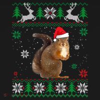 Ugly Sweater Christmas Squirrel Lover Santa Hat Animals Cute Gift Women's Hoodie thumb 2