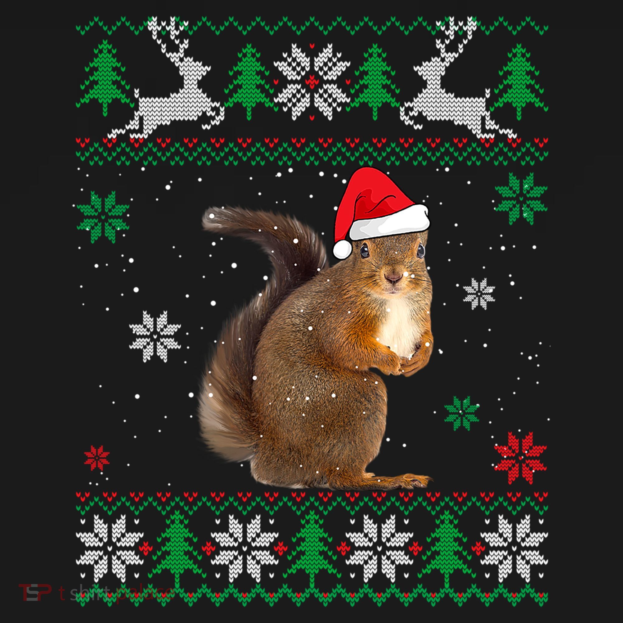 Ugly Sweater Christmas Squirrel Lover Santa Hat Animals Cute Gift Women's Hoodie