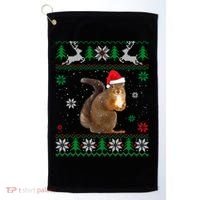 Ugly Sweater Christmas Squirrel Lover Santa Hat Animals Cute Gift Golf Towel thumb 0