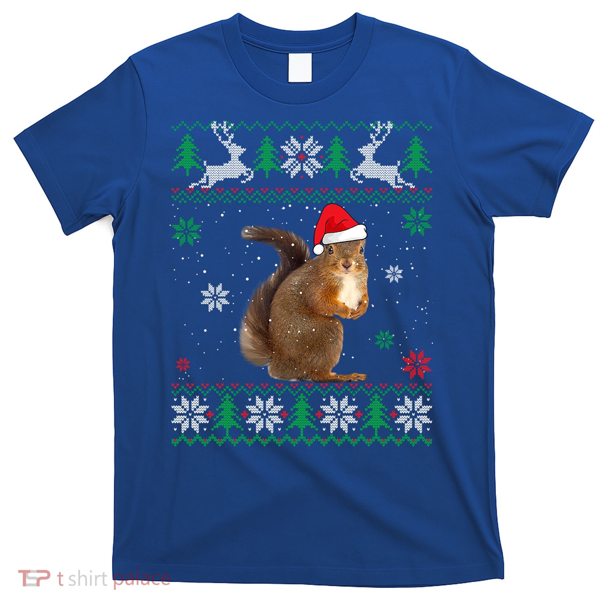 Ugly Sweater Christmas Squirrel Lover Santa Hat Animals Cute Gift T-Shirt