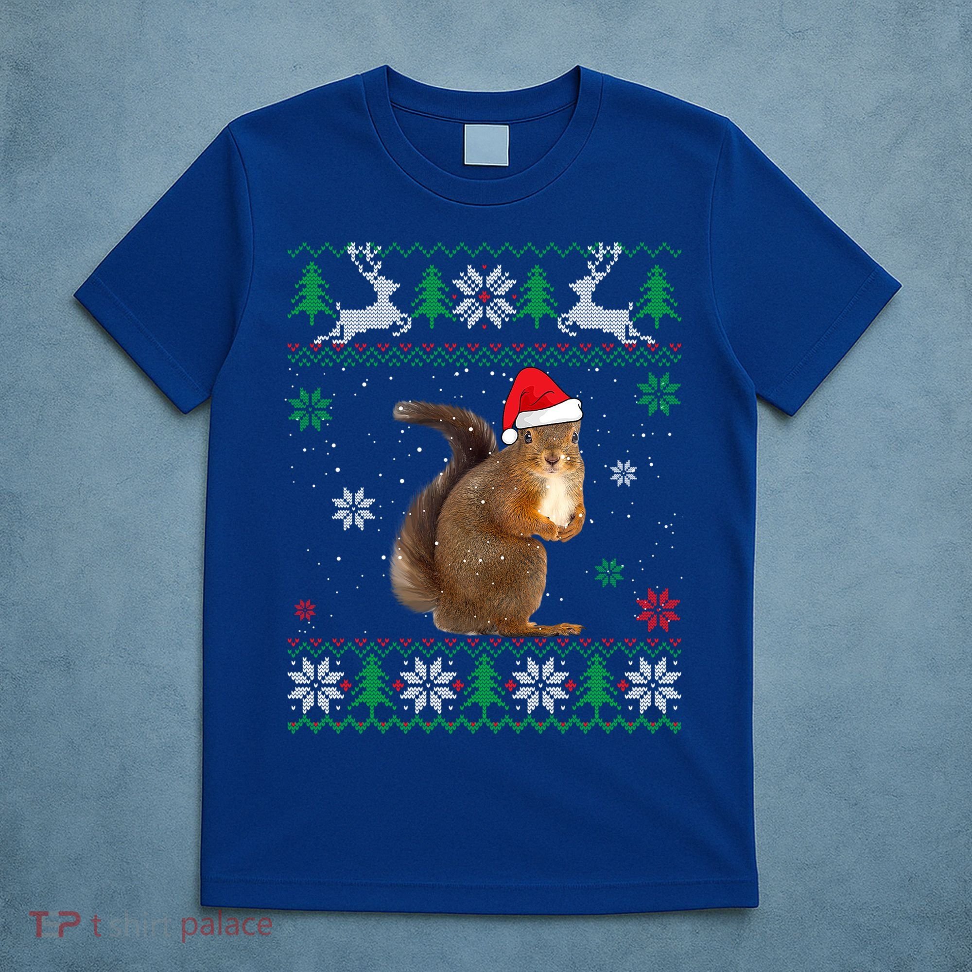 Ugly Sweater Christmas Squirrel Lover Santa Hat Animals Cute Gift T-Shirt