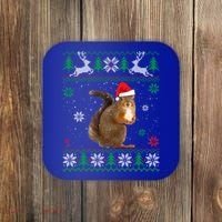 Ugly Sweater Christmas Squirrel Lover Santa Hat Animals Cute Gift Coaster thumb 0
