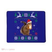 Ugly Sweater Christmas Squirrel Lover Santa Hat Animals Cute Gift Mousepad thumb 0