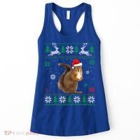 Ugly Sweater Christmas Squirrel Lover Santa Hat Animals Cute Gift Women's Tank Top thumb 0