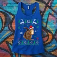 Ugly Sweater Christmas Squirrel Lover Santa Hat Animals Cute Gift Women's Tank Top thumb 3