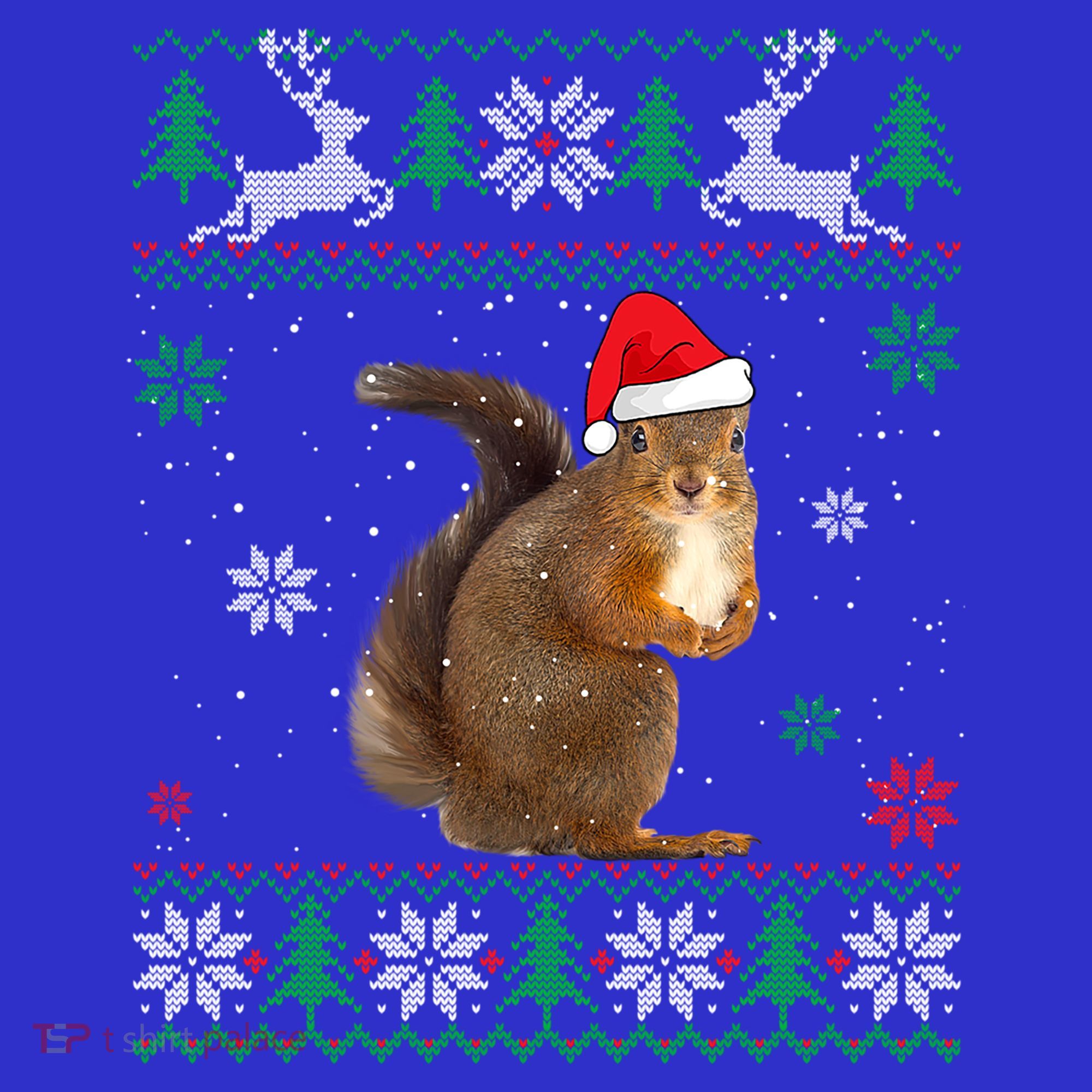 Ugly Sweater Christmas Squirrel Lover Santa Hat Animals Cute Gift Women's Tank Top