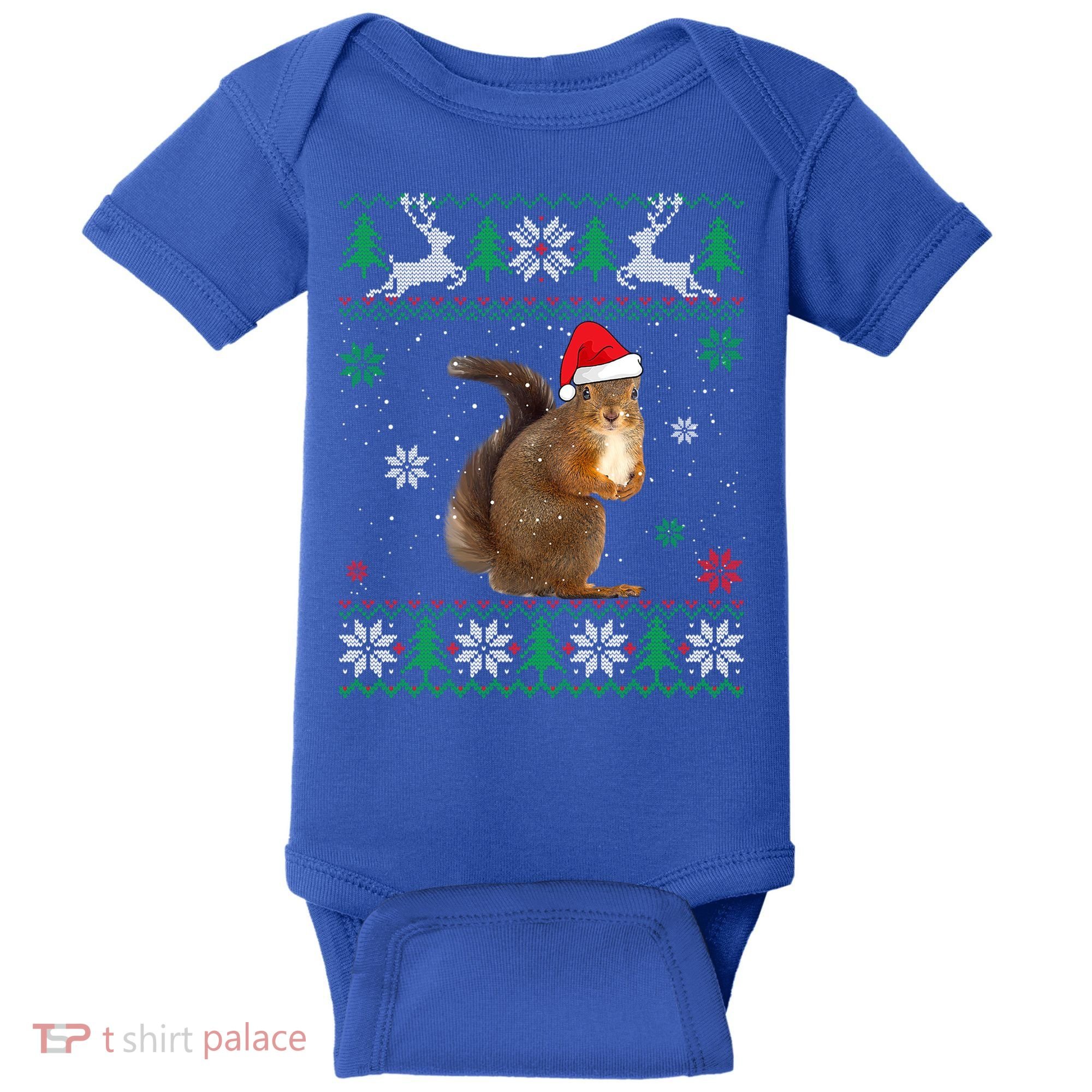 Ugly Sweater Christmas Squirrel Lover Santa Hat Animals Cute Gift Baby Bodysuit