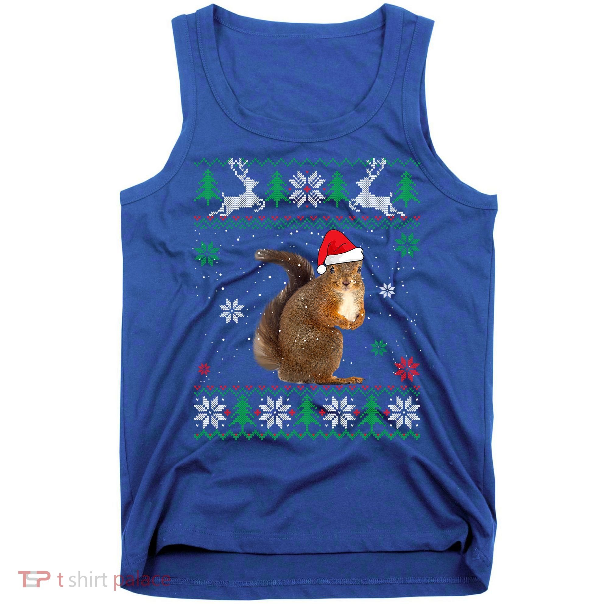 Ugly Sweater Christmas Squirrel Lover Santa Hat Animals Cute Gift Tank Top