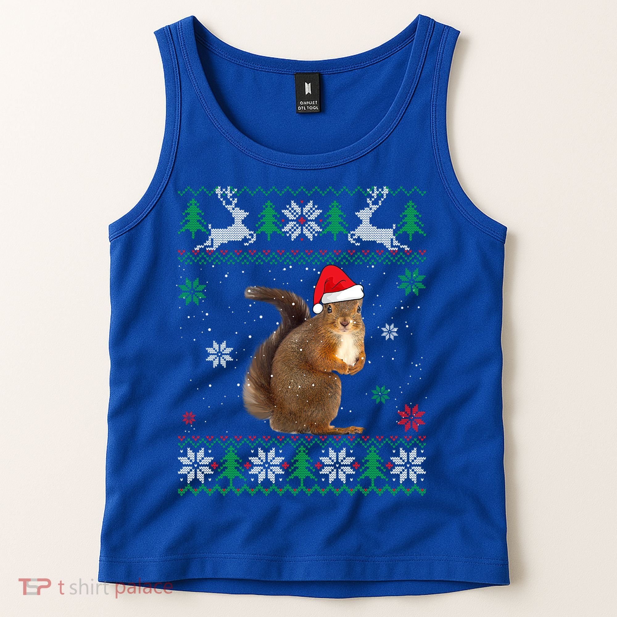 Ugly Sweater Christmas Squirrel Lover Santa Hat Animals Cute Gift Tank Top